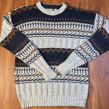 VTG FieldMaster Sweater Men  s L Cream Blue Nordic Fair Isle Knit USA Grandpacore