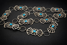 Vintage Navajo Sterling Silver Turquoise Concho Belt 38" Sand Cast LC Mark