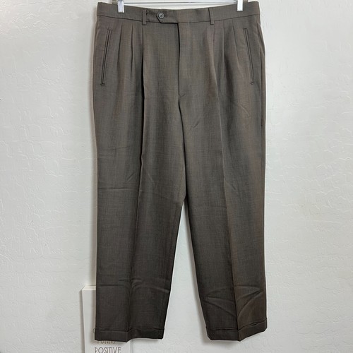 Cerruti 1881, Cerruti 1881 VTG wool pants mens 38 pleated brown cuffed hem preppy quiet luxury