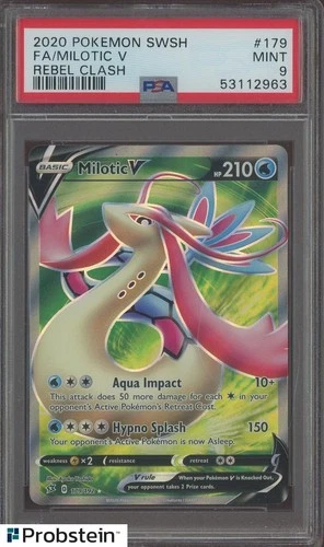 2020 Pokemon SWSH Rebel Clash #179 FA Milotic V PSA 9 MINT
