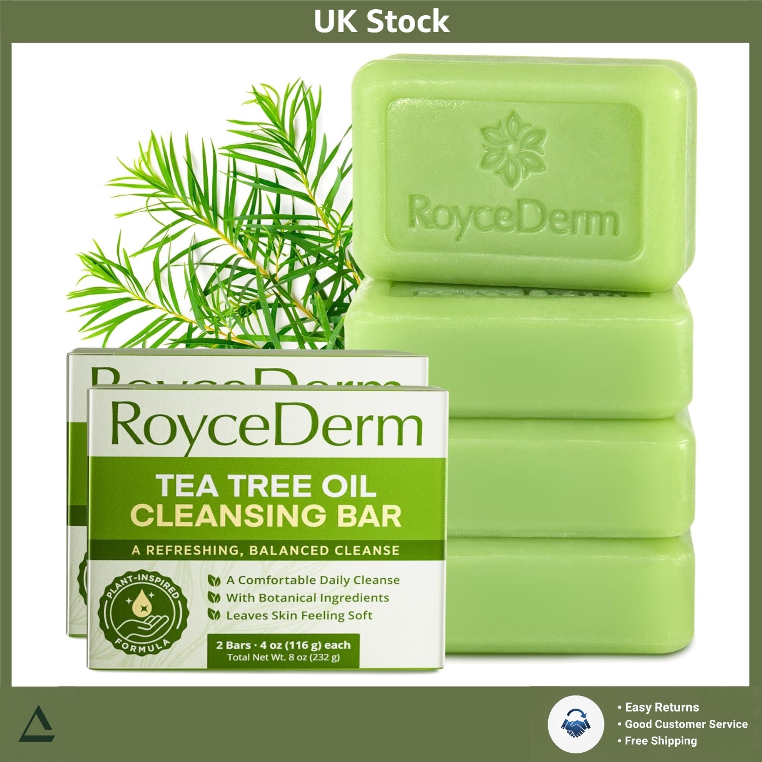 Invigorating Tea Tree Cleansing Soap Bar for Oily Skin 2-Pack