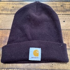 Carhartt Beanie Hat Mens OSFA Dark Brown Solid Cuffed Knit Made in USA 100111
