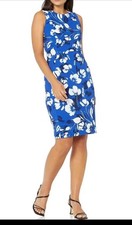 NWT Calvin Klein Women's Sleeveless Princess Seamed Sheath Size 6 Blue Floral