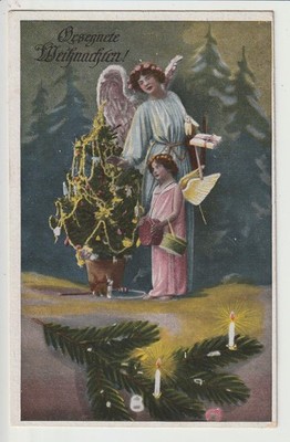  Postcard congratulations Christmas, with angel and Christmas tree very old!!