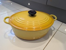 Le Creuset Size F (30cm) Vintage Oval Dutch Oven Dish With Lid - yellow 