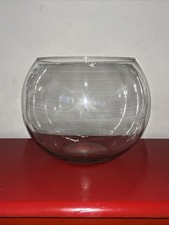 VINTAGE LARGE GLASS BUBBLE BOWL FISH BOWL VASE 9 1/2" TALL X 11" Wide