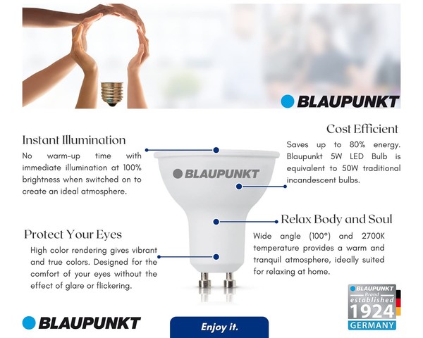 LED GU10 Birne 5W 450 Lumen Warmweiß 2700K – Blaupunkt Strahler 10Er Pack-image