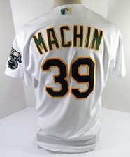2021 Oakland Athletics Vimael Machin #39 Game Used White Jersey 1 Hit 44 DP48666