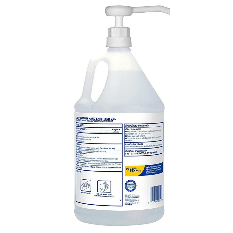 Zep Instant Hand Sanitizer Gel - 1 Gallon (Case of 4) ZUIHSG128P - Image 3 of 4