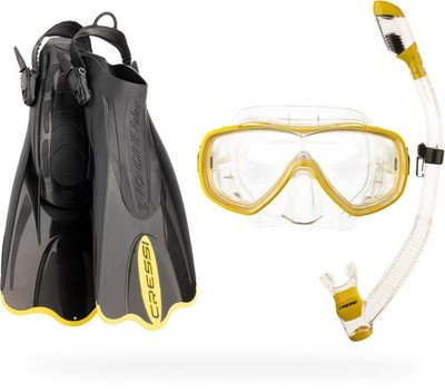 Palau SAF Set +Snokel+Fins Sets, Yellow, XS/S