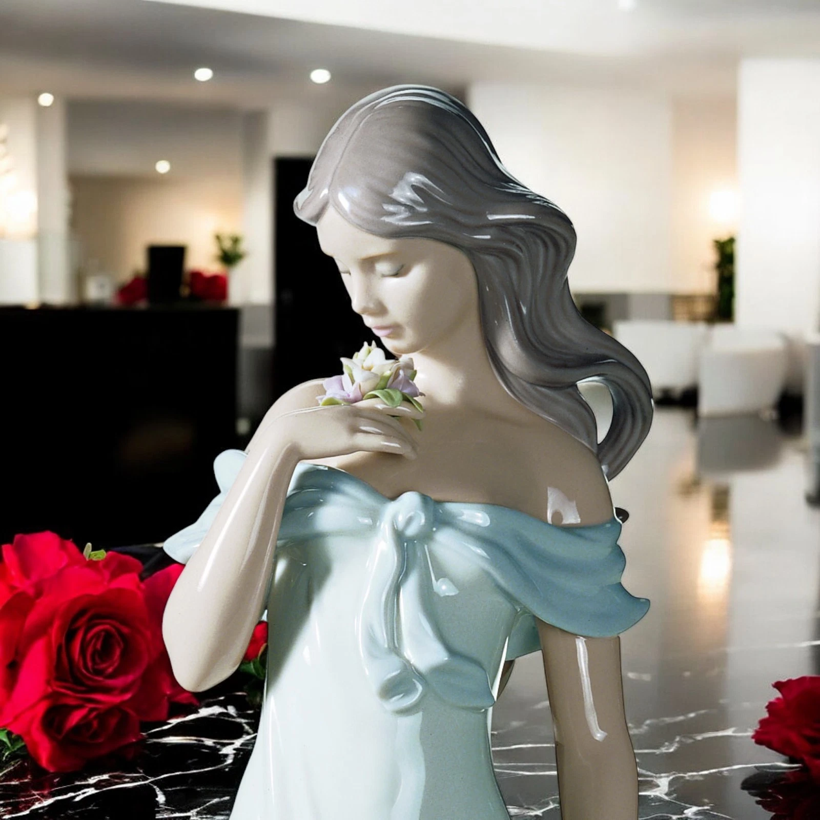 Lladro A Flower's Whisper Woman Figurine