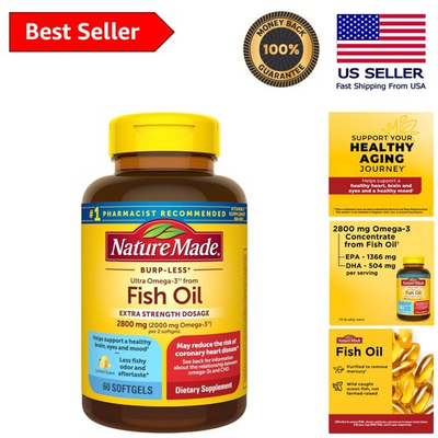 #ad #ad 60 Softgels of Ethyl Esters Omega 3 Fish Oil 2800mg Support for Heart amp; Brain $50.36