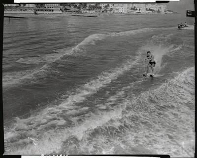 Shah Rezi Khan Pahlavi of Iran Water-Skiing 1955 Photo - The Shah of Iran water-