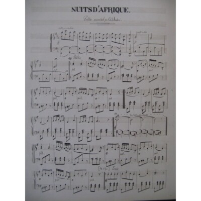 André Ch. E. Nights Of Africa Oriental Polka Manuscript Piano 19th Century