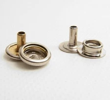 Snaps with Long Barrel / Post for Leather, Carpets -  Nickel Plated Brass Metals