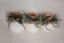 New Set 3 Plush Ball Christmas Tree Ornaments Fabric Covered Bauble Woodland
