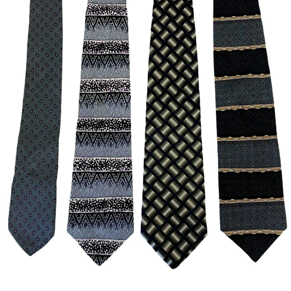 Mens Necktie Lot Executive Silk Designer Suit Fashion Accessory Gray Office Work - Image 4 of 4