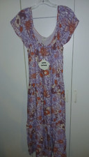 KNOX ROSE PURPLE HAZE SLEEVELESS FULL FLORAX MIDI-DRESS-100% RAYON-CUTE