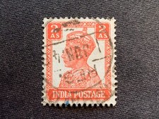 INDIA 1941-1943 KING GEORGE VI DEFINITIVES TWO ANNAS ORANGE - USED KGVI 2A