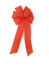 Large 10" Hand Made Wired Orange Linen Faux Burlap Autumn Bows Wired Wreath