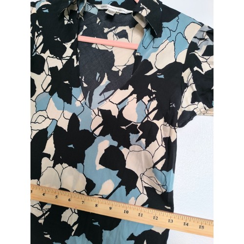 DIANE Von FURSTENBERG DVF Silk Floral Dolman Sleeve Tunic Dress Size 2 Collared - Picture 6 of 18