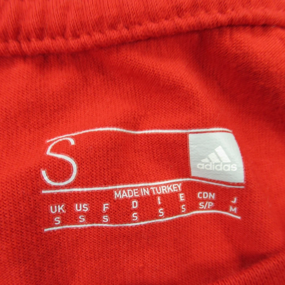 Adidas Shirt Boys Small Short Sleeve Casual Crew Neck Lightweight Red - Image 3 of 4