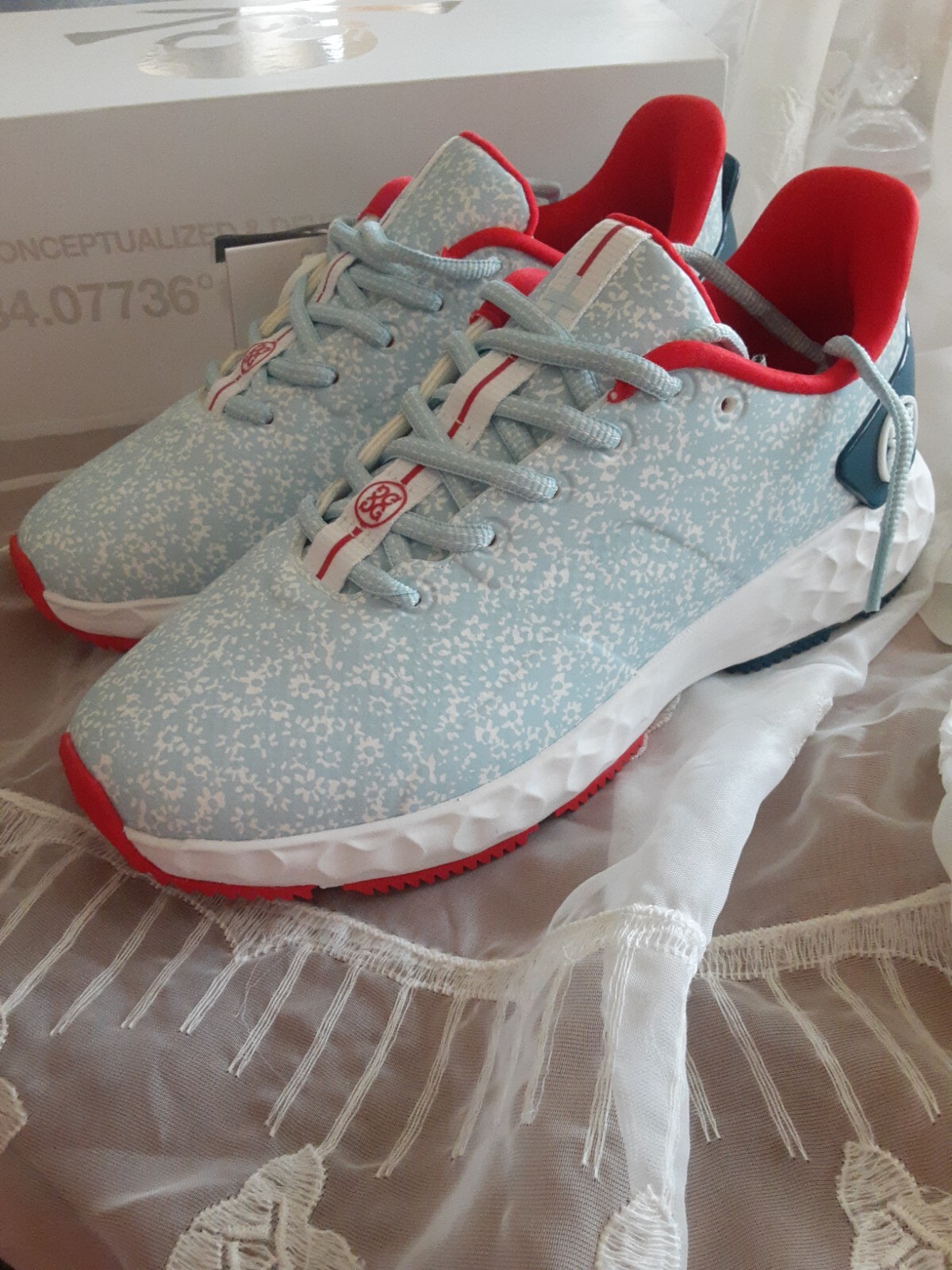 GFORE Ladies MG4+ Ghost Drop 3 Spikeless Golf Shoe Light Blue/White