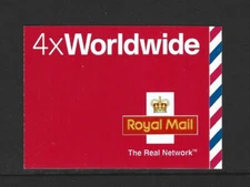 GB 2003 4 x WORLDWIDE NVI STAMP BOOKLET MJ1 VAR BRIGHT FLUOR