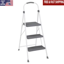 3 Step Foldable Step Stool Lightweight Easy Release Lock Home Use 8ft 10in Reach