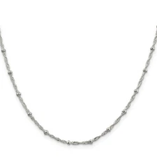 Sterling Silver Diamond Cut Fancy Beaded Chain 16", 18", 20", 24" Inch Lengths