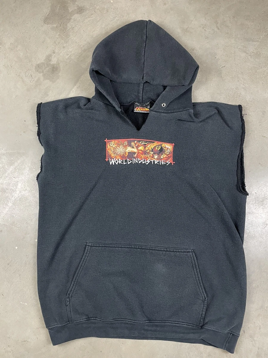 Vintage World Industries Flame Boy Box Logo Pullover Skateboarding Hoodie