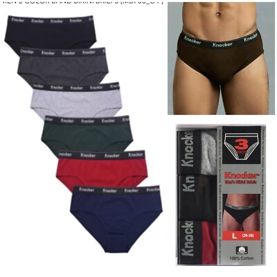 6 Pack Men's ULTRA Cotton Knocker Bikini Brief TBand Underwear Assorted Colors 