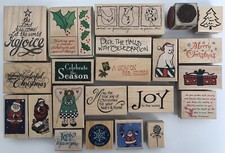 Scrapbooking Christmas Holiday Rubber Stamps Lot Of 24 Various Brands