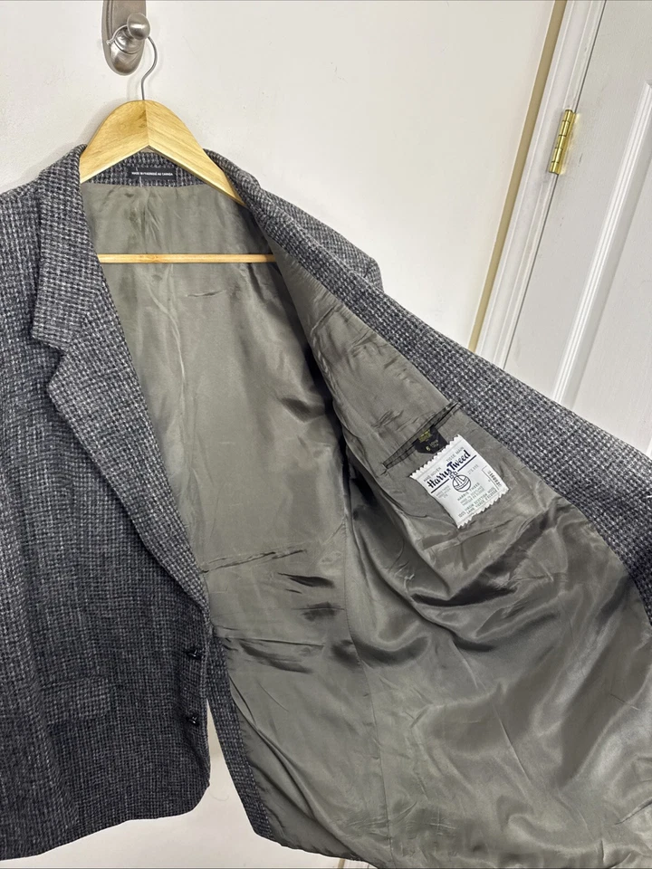 Casaco esportivo Harris Tweed masculino 46L alto lã cinza blazer Scottish Moores - Imagem 4 de 4