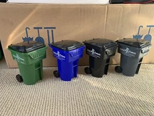 Mini Replica Collectable Rehrig Pacific Company Wheelie Bin Set Of 4