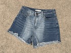 SO Cut-Off Jean Shorts High Rise Curvy Midi Juniors Blue Stretch Pockets 7/28 — photo 1
