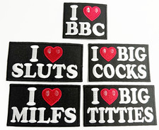 Set of 5 I Love Funny Adult Embroidered Patches Adhesive Backing