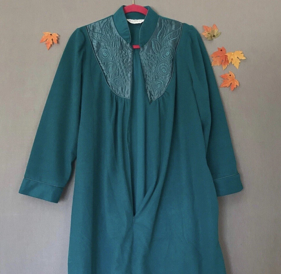 Camisón pijama vintage Partners by Mervyns M verde azulado polar vestido manga larga Foto 2 de 4