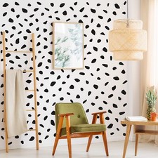 Black Vinyl Irregular Polka Dot Wall Decals Peel and Stick Modern Boho Minima...