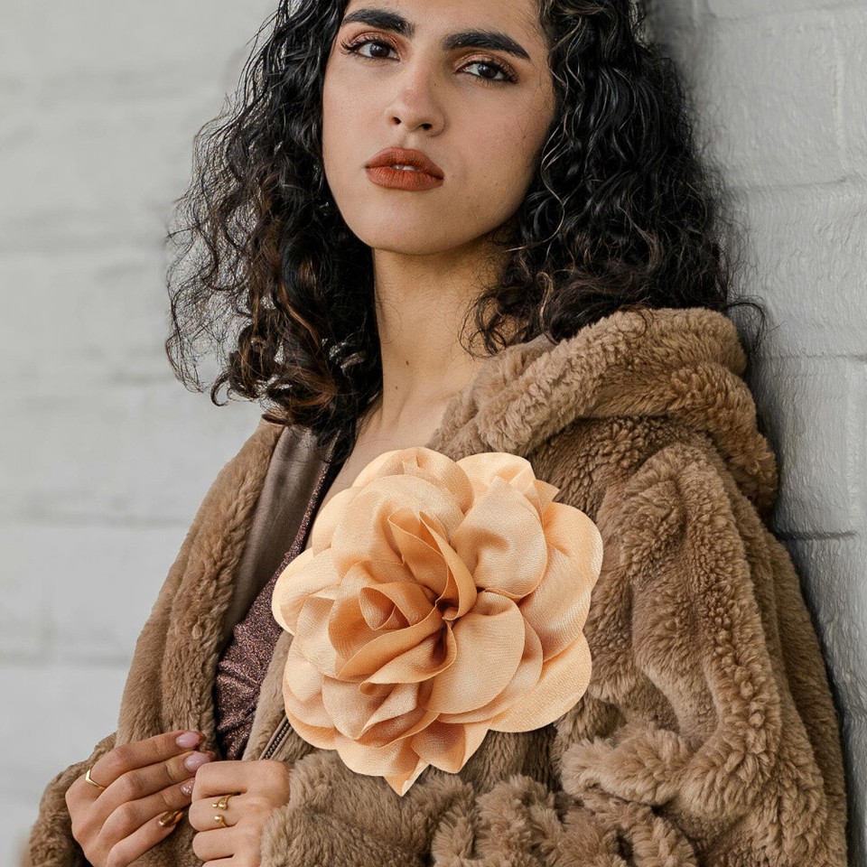 Elegant Handmade Flower Brooch Pin Large Fabric Rose Brooch for Formal