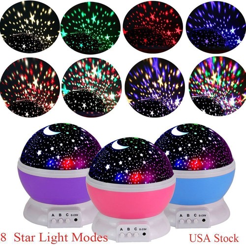 Rotating Starry Sky Projection Night light Moon Star Lamp for Kids Baby Party US - Picture 6 of 27