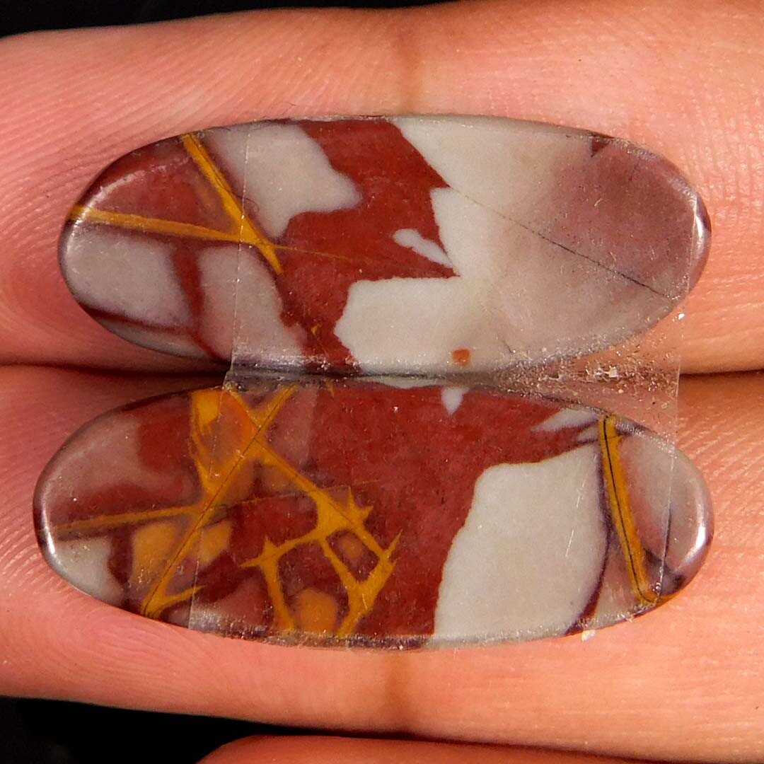 Pierre Précieuse Brute - Jaspe Noreena Rouge Naturel De 22,00 Cts, Cabochon Ovale, Qualité Exceptionnelle