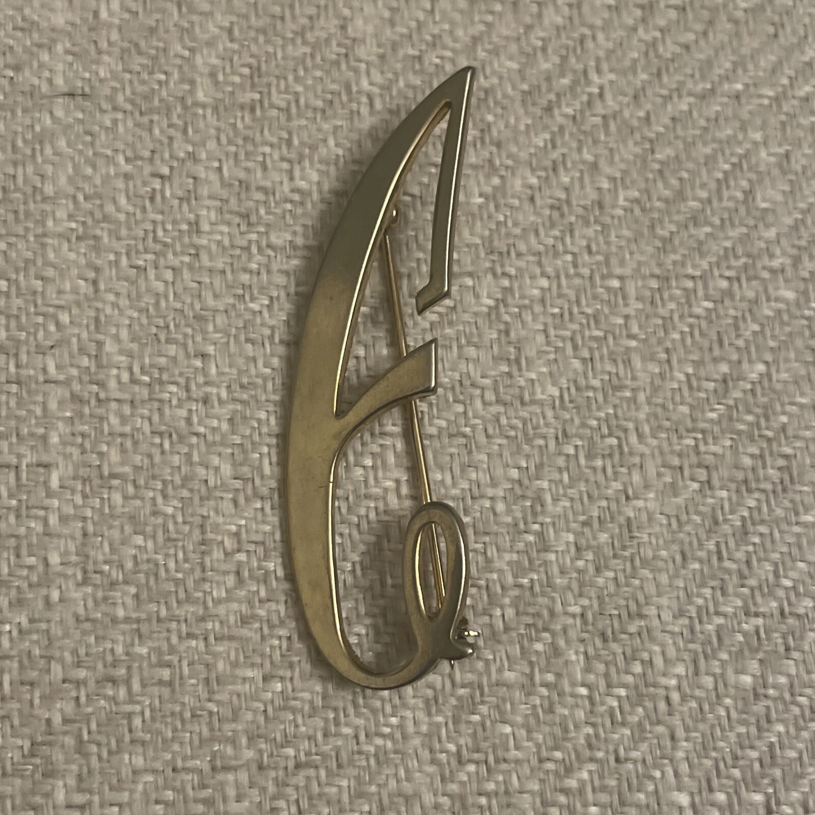 Vintage Monogram Initial E Script Brooch Pin Gold… - image 2