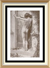 120+ Jahre alter antiker Druck von Anna Merritt LIEBE AUSGESPERRT Akt Kunst Gay Interesse