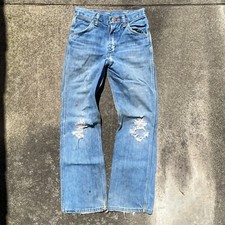 1970s Vintage Wrangler No Fault Denim Student Flared Jeans Faded USA 24x29