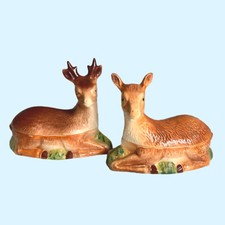 Michel Caugant Majolica French Majolica Deer Dishes Tureen Pate Ceramic Vintage