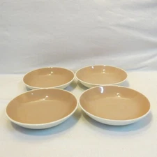 Vintage Harkerware Lot of 4 Pink Cocoa White Fruit / Dessert Bowls 5-¾” MCM USA