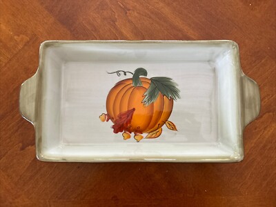 Hausenware Stoneware Fall Pumpkin Baking Dish With Handles Thanksgiving Holiday