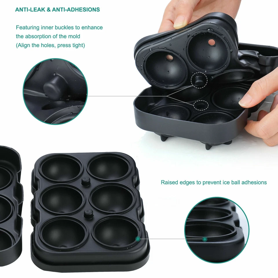 Silicone Ice Mold Maker Large Ice Cube Tray 1 Pair Set for Cocktails & Bourbon - Image 4 of 4