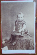 Cabinet Card Portrait Victorian BEAUTIFUL Baby Girl in Plaid Dress--- PRECIOUS!!